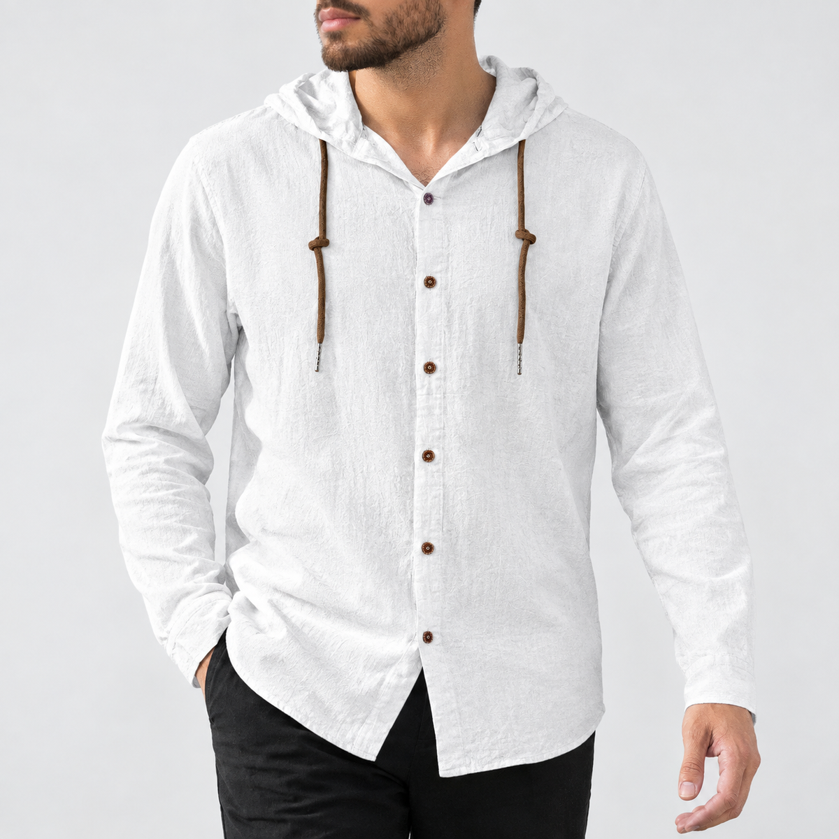 Caleb Hooded Shirt - White