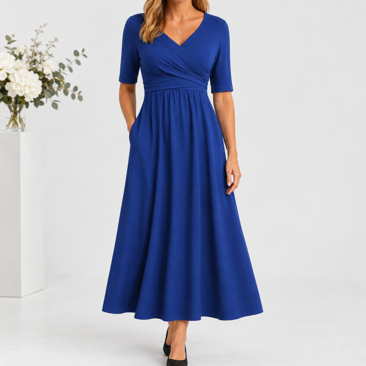 Holme Wrap Maxi Dress - Dark Blue
