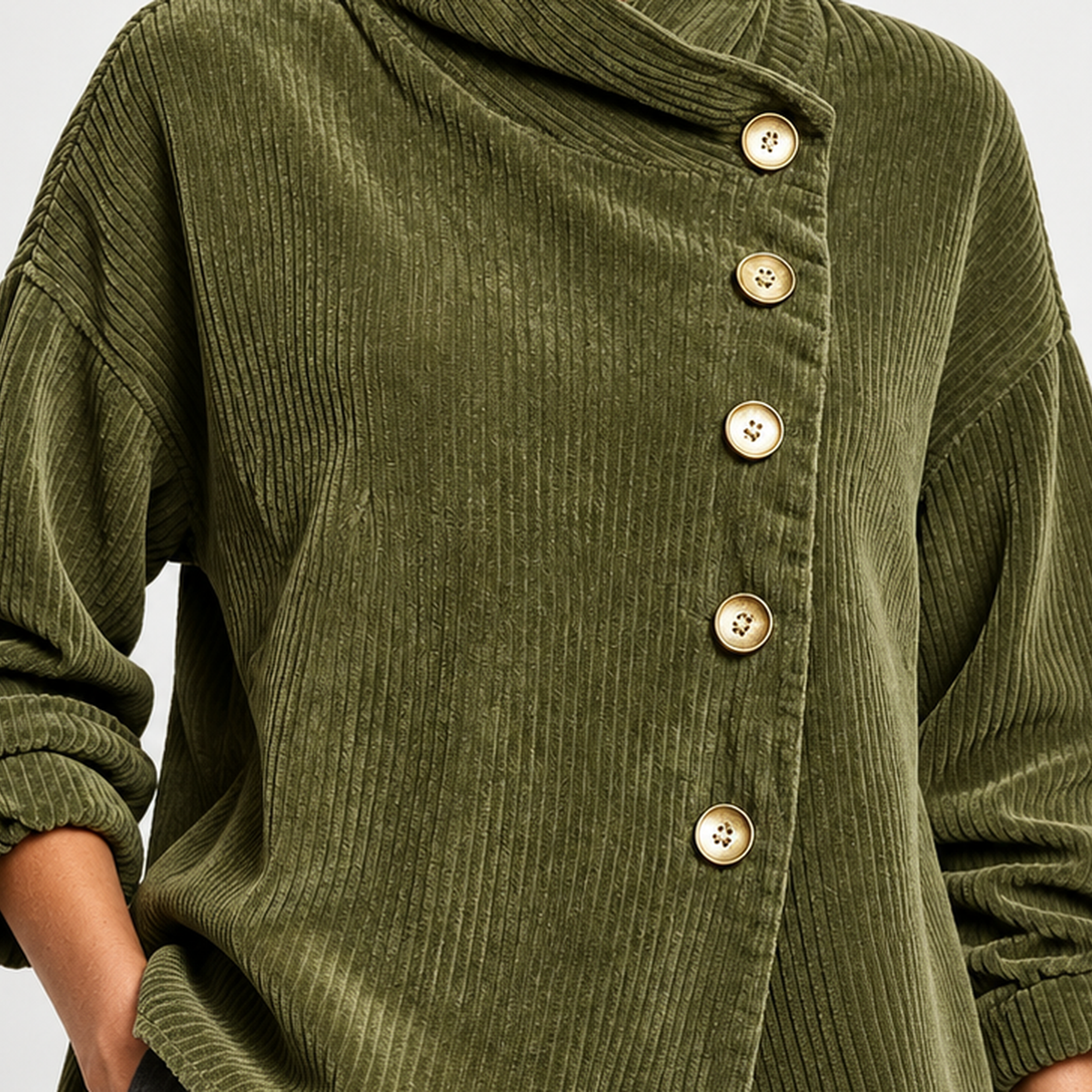 Haystacks Asymmetric Corduroy Top - Lead Product Detail