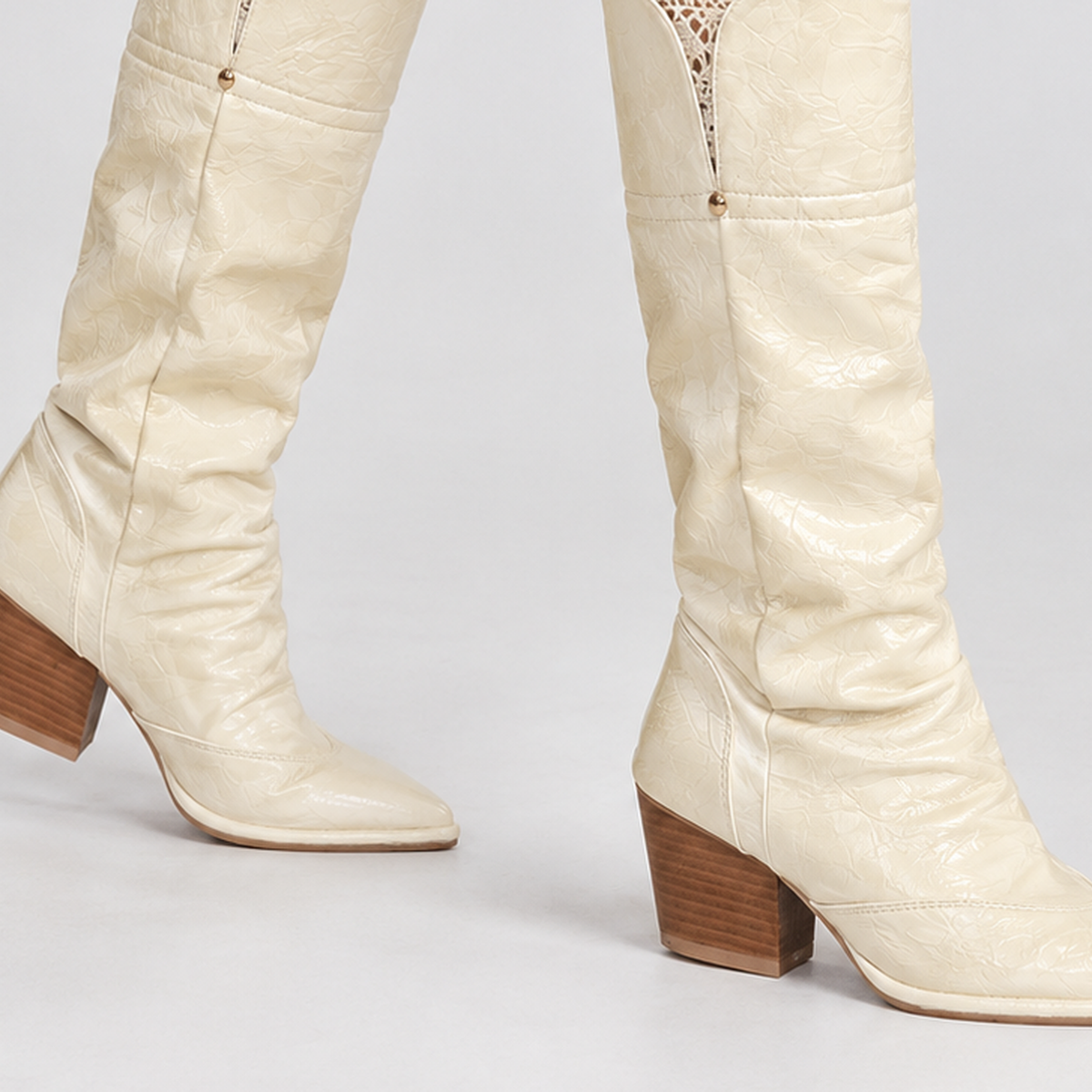 Whimple Lace Trim Boots - Lead Product Detail