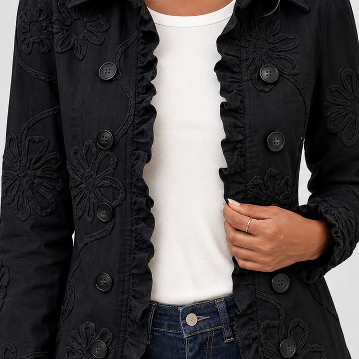 Winsford Floral Ruffle Jacket - Lead Product Detail