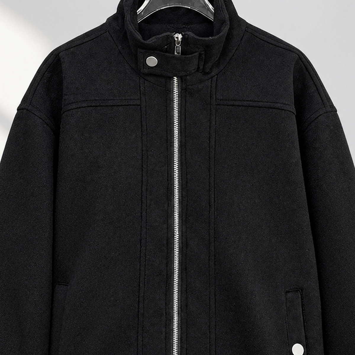 Scorton Suede Bomber Jacket - Lead Product Detail