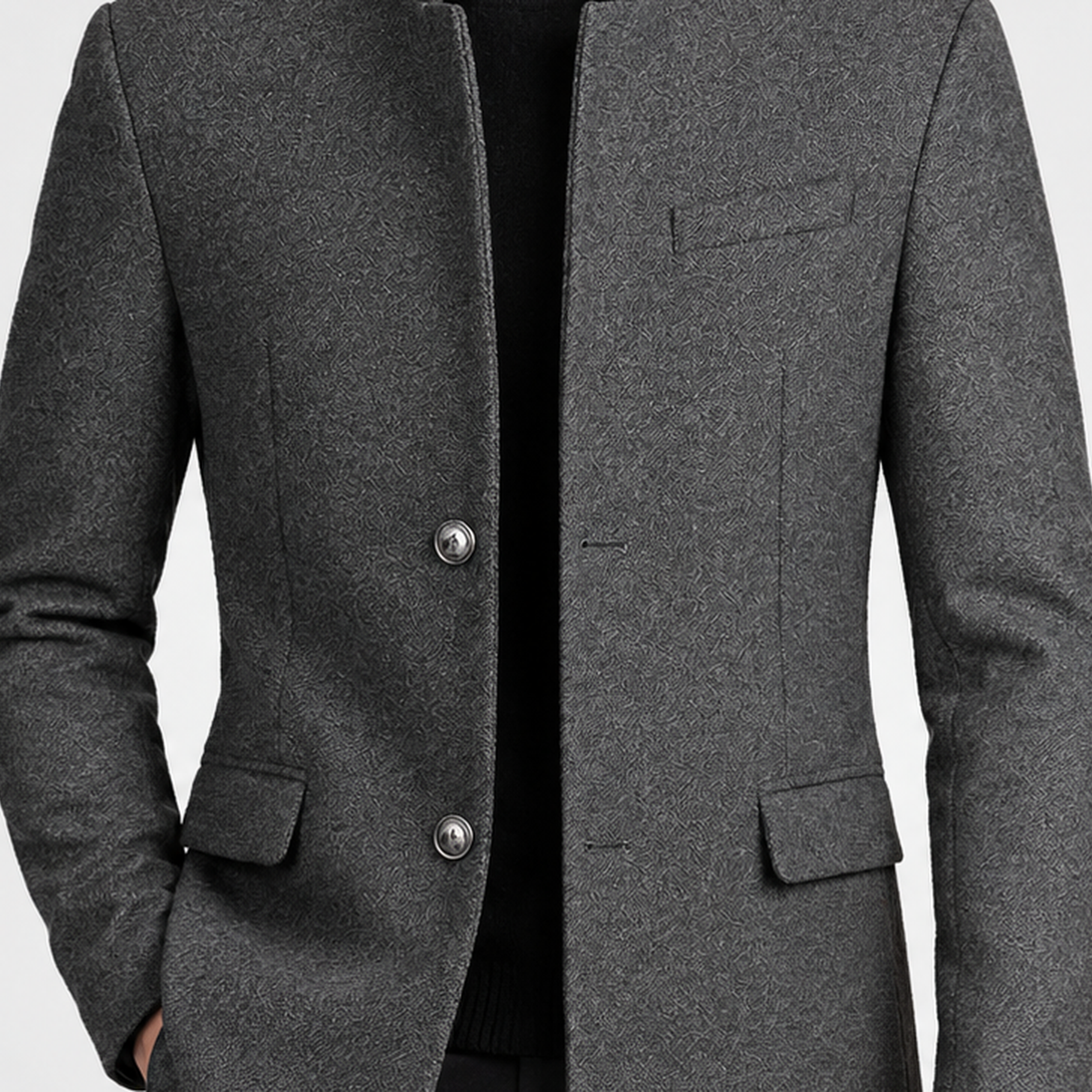 Wiveliscombe Stand Collar Overcoat - Lead Product Detail