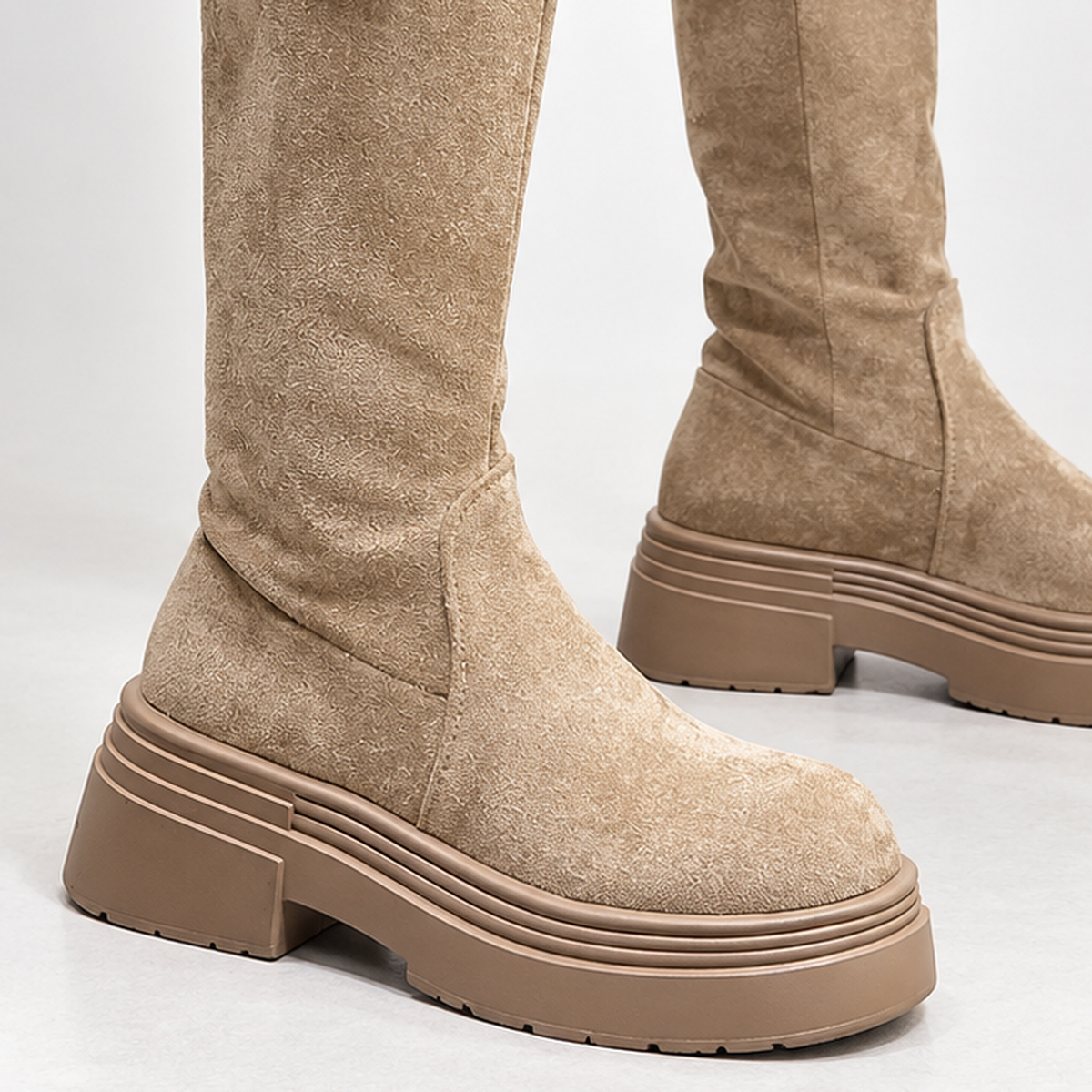 Pudleston Buckled Knee High Boots - Lead Product Detail