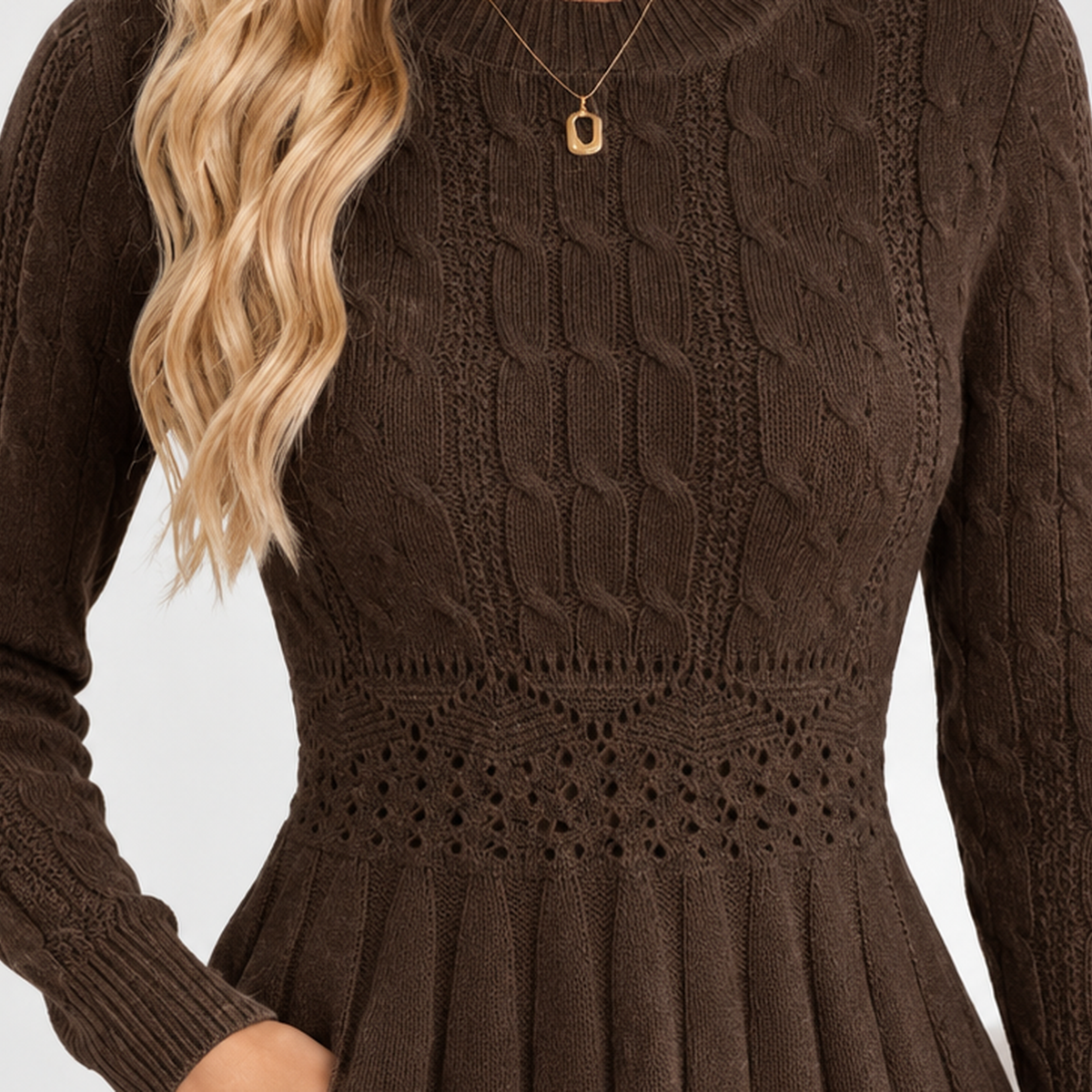 Wensleydale Cable Peplum Sweater - Lead Product Detail