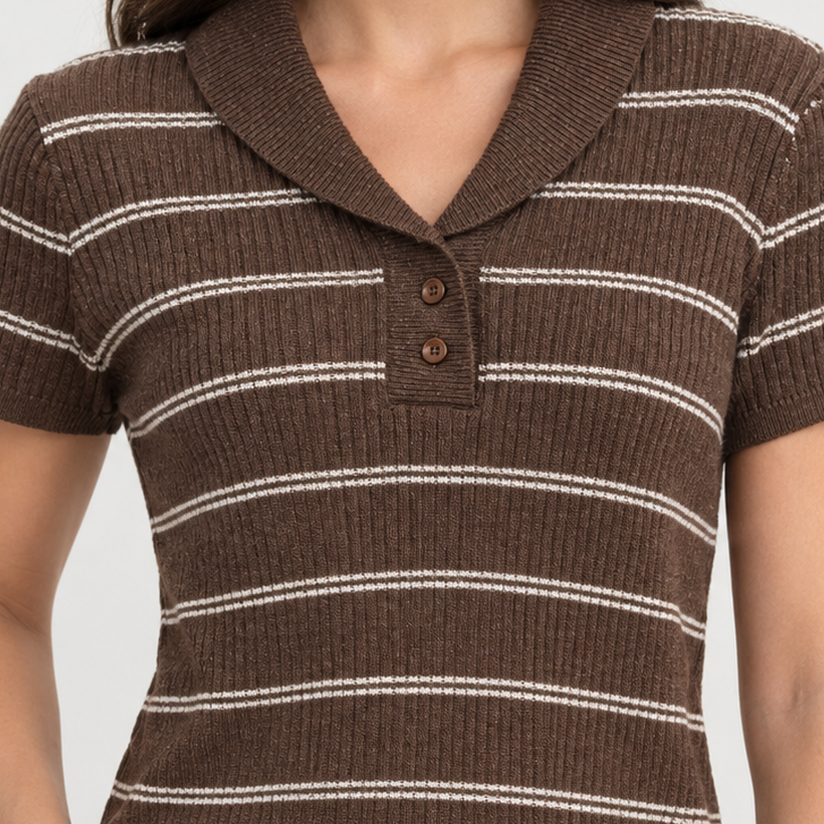 Noverton Ribbed Polo Top - Lead Product Detail