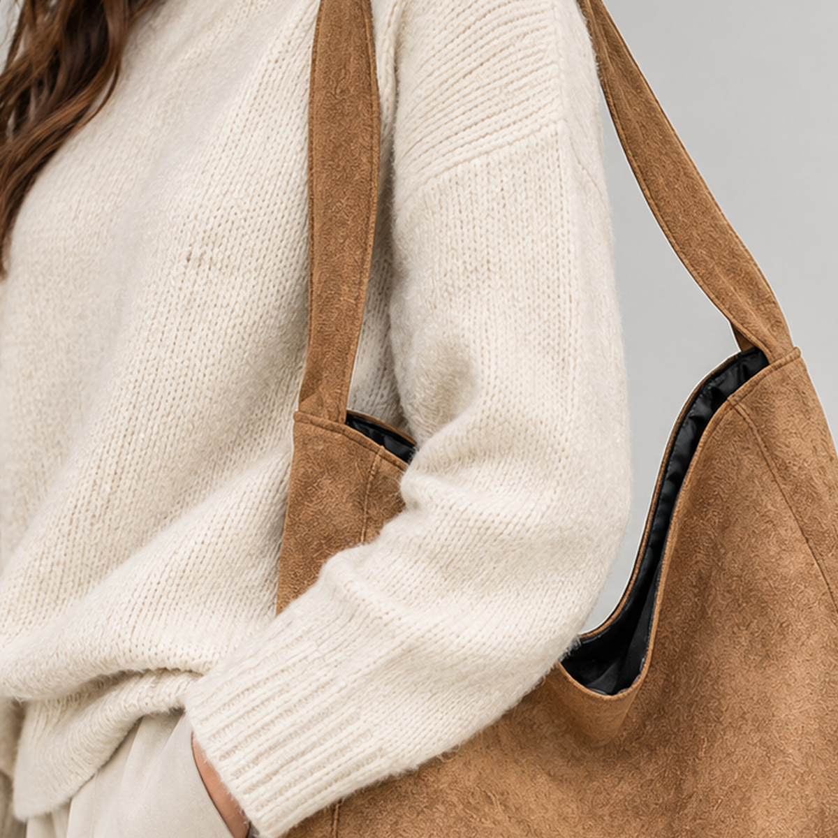 Trevollard Slouchy Suede Tote - Lead Product Detail