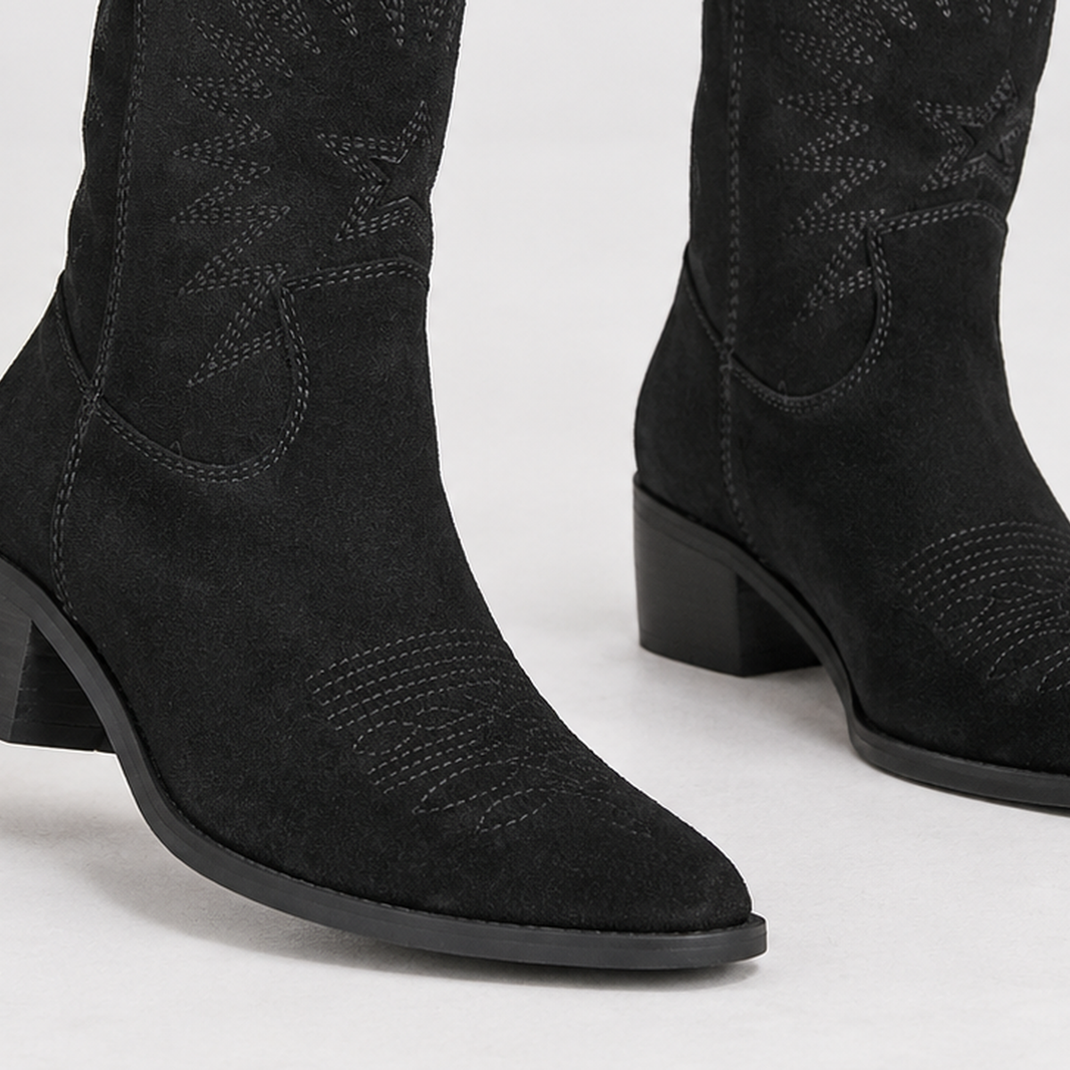 Helwith Suede Western Boots - Lead Product Detail