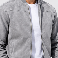 Risbury Suede Bomber Jacket - Lead Product Detail