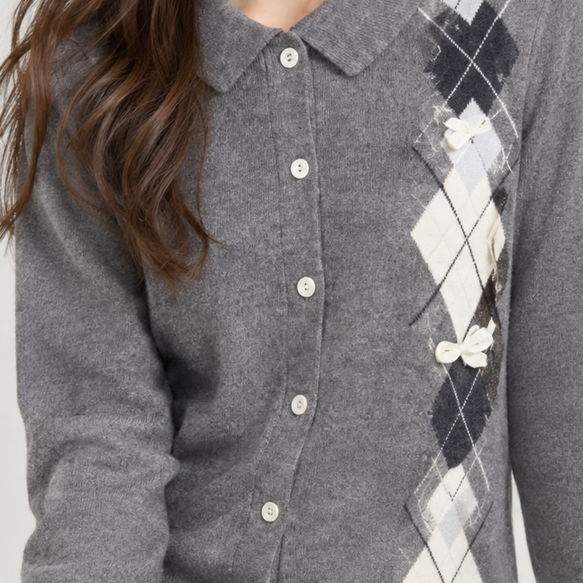 Reagill Argyle Polo Cardigan - Lead Product Detail