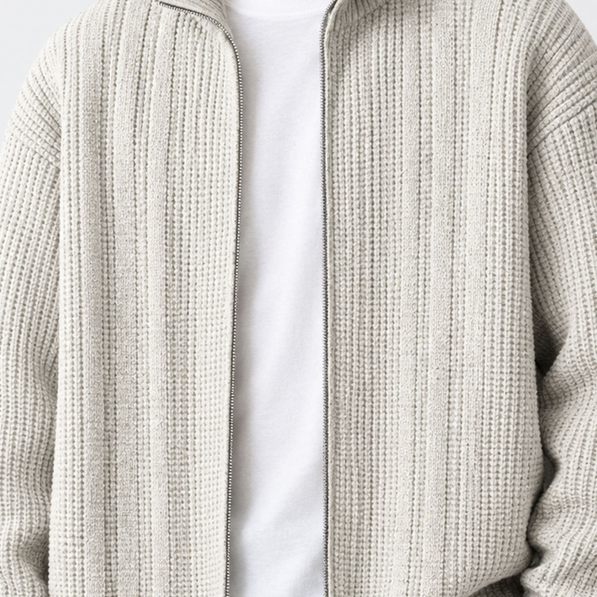 Deancombe Ribbed Zip Cardigan - Lead Product Detail