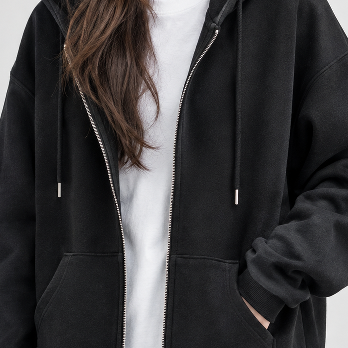 Lamellion Relaxed Zip Hoodie - Lead Product Detail