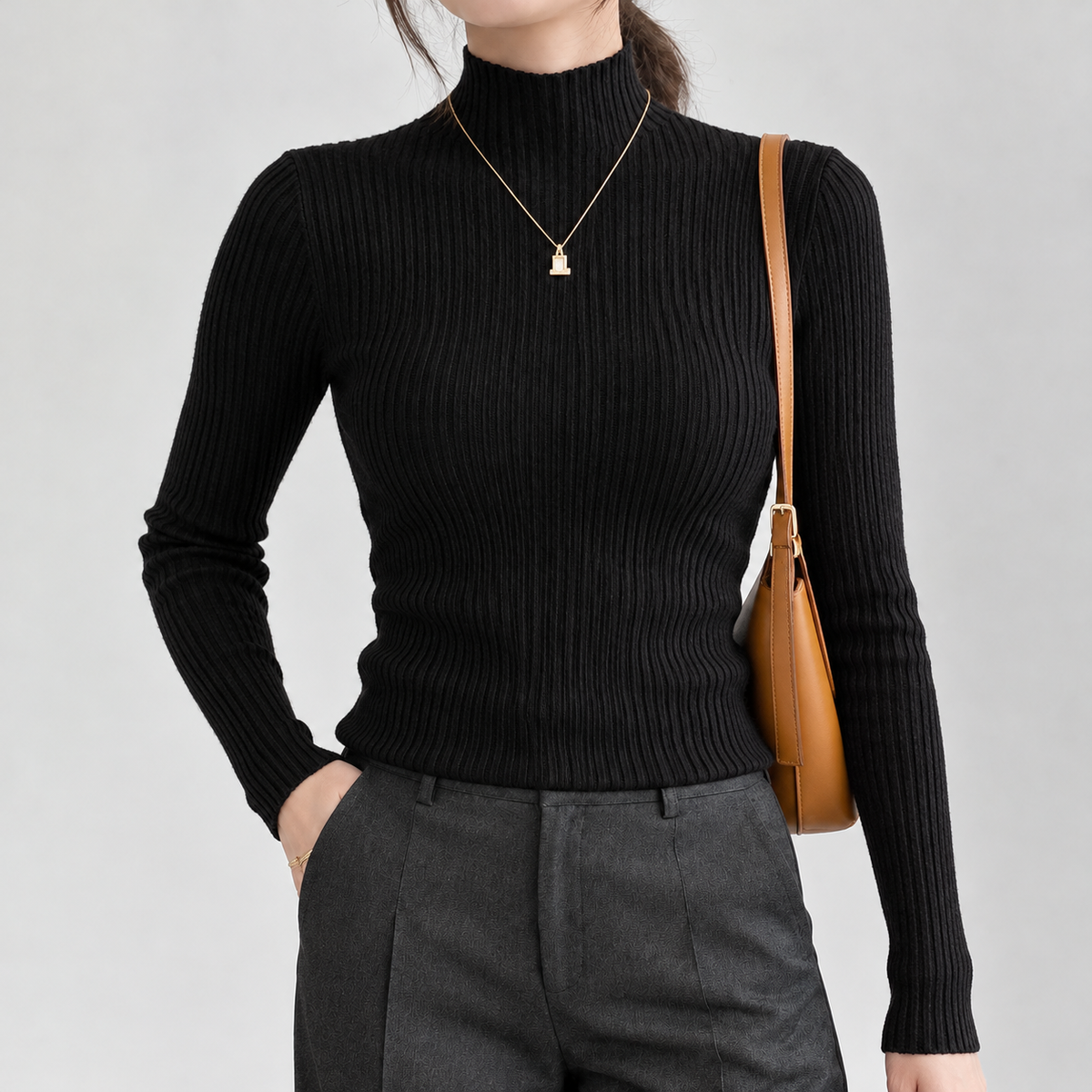 Bailrigg Mock Neck Sweater - Black