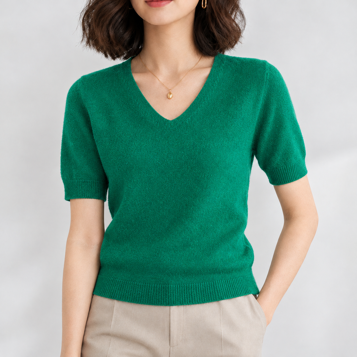 Irton V Neck Sweater - Green