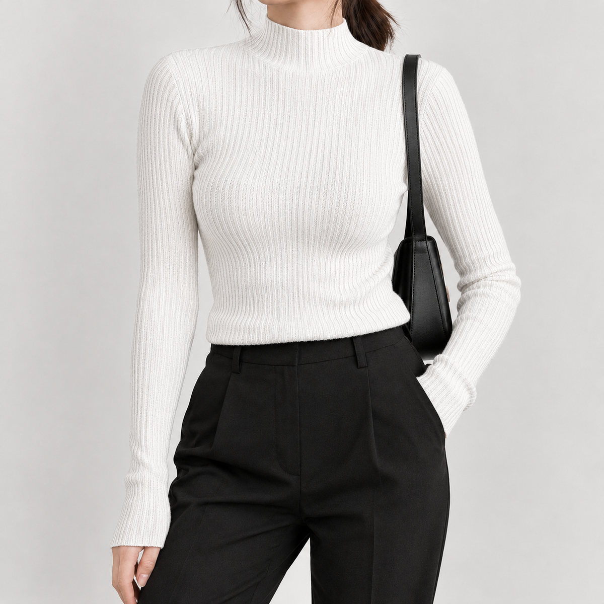 Pilsdon Cashmere Turtleneck Top - White