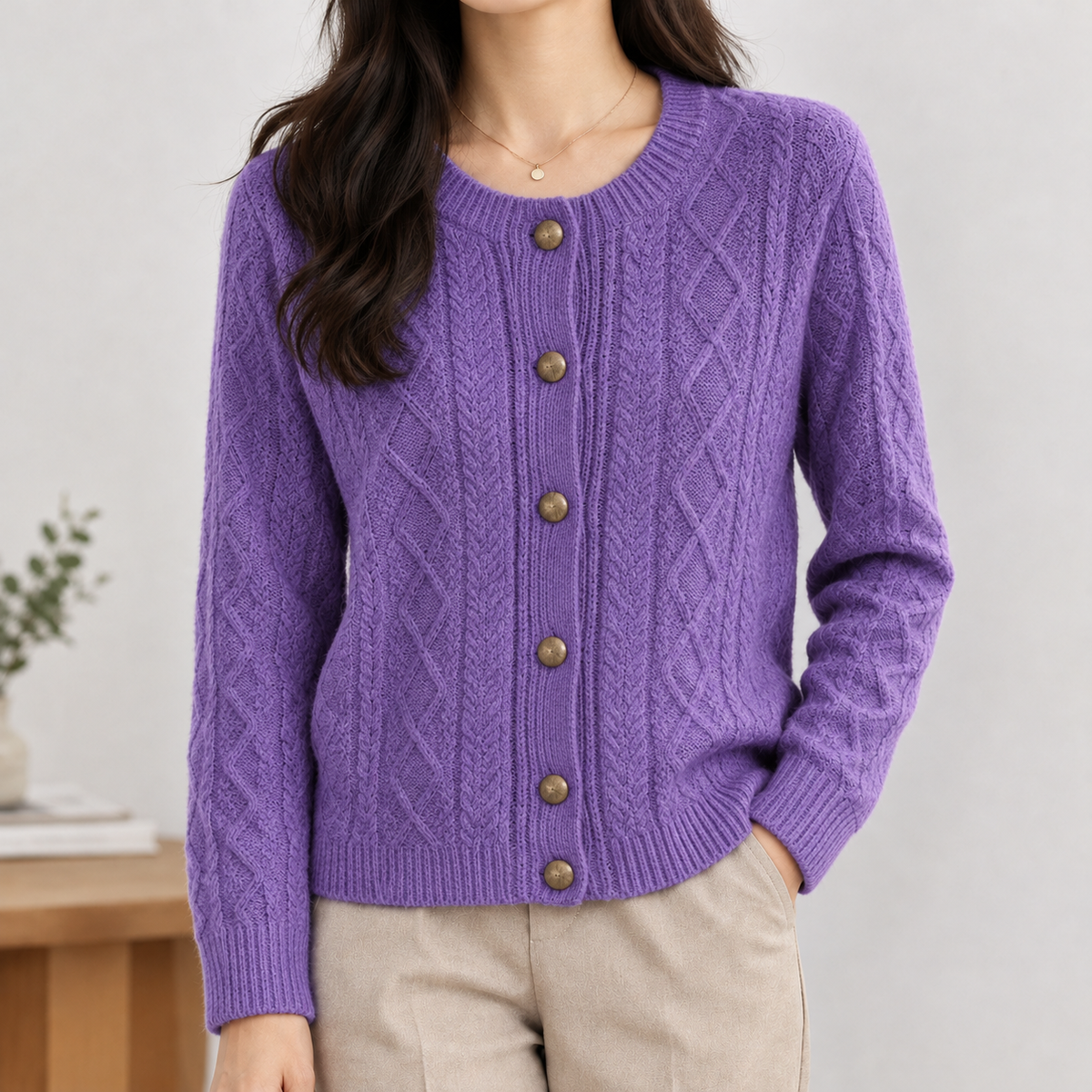 Hampreston Wool Cardigan - Purple
