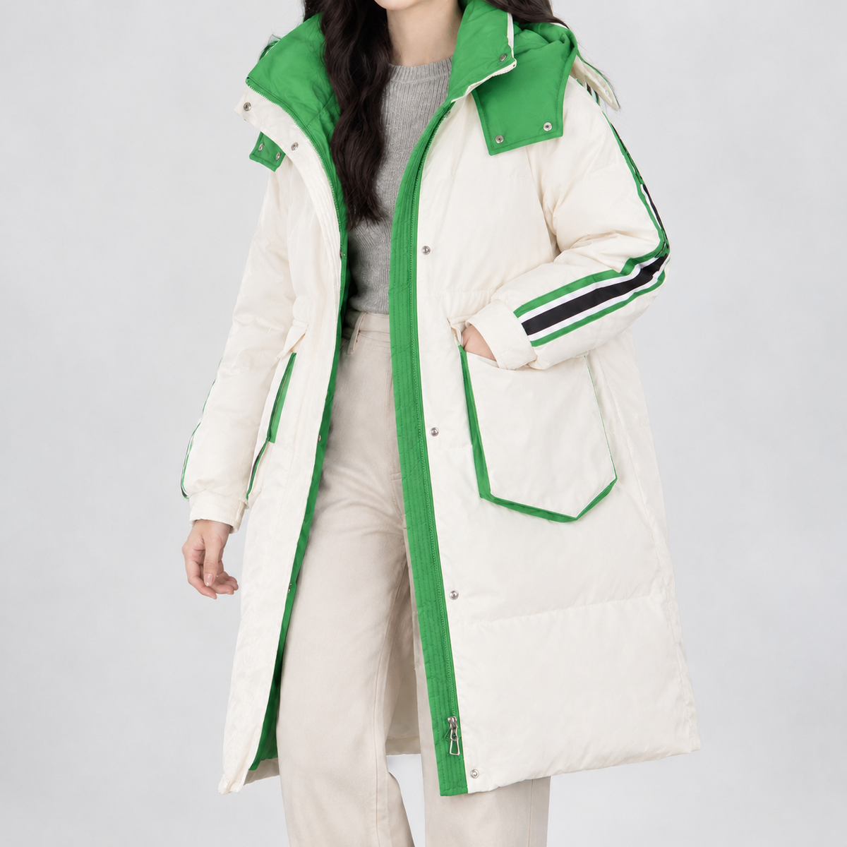 Mickleton Padded Coat - Green White