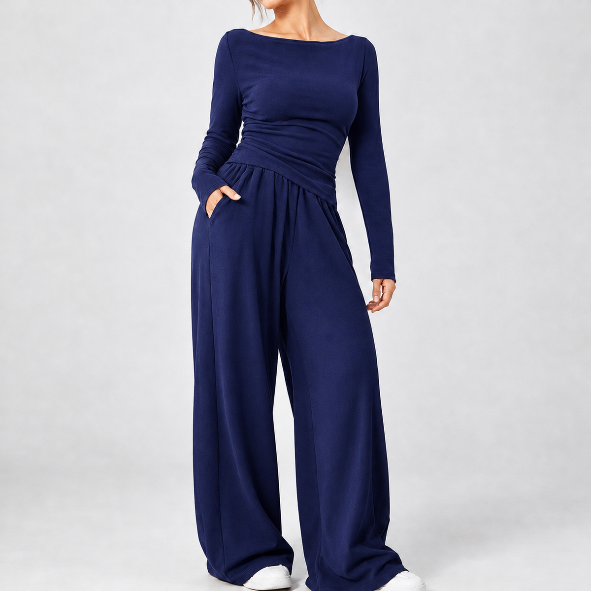 Whitfield Wide-Leg Set - Navy Blue