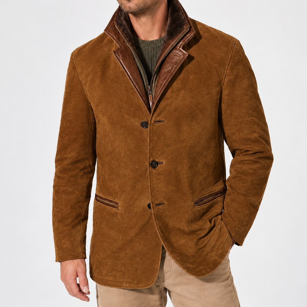 Kildale Layered Collar Jacket - Brown