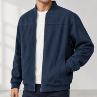 Owmby Suede Bomber Jacket - Navy Blue