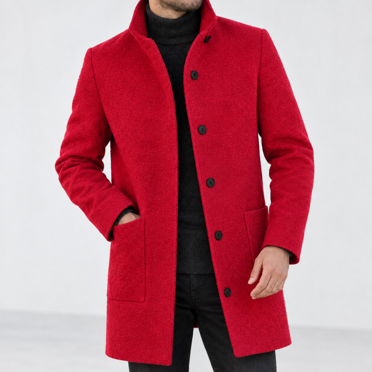 Defford Stand Collar Jacket - Red