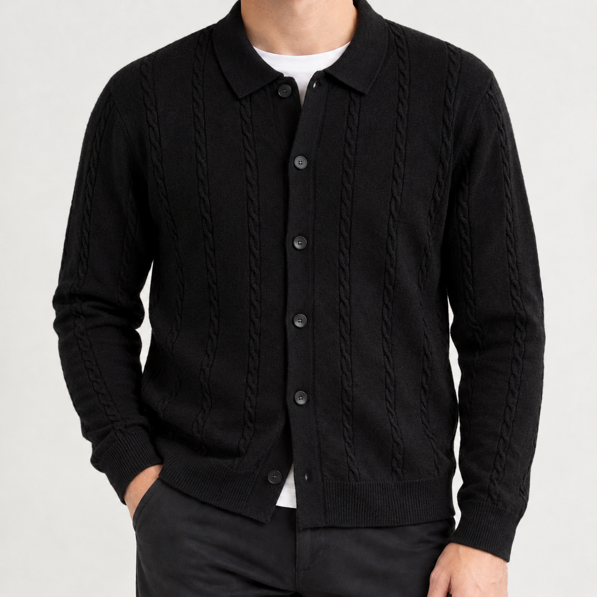 Bakewell Cable Knit Cardigan - Black