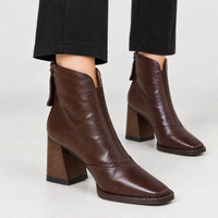 Hawkridge Block Heel Boots - Dark Brown