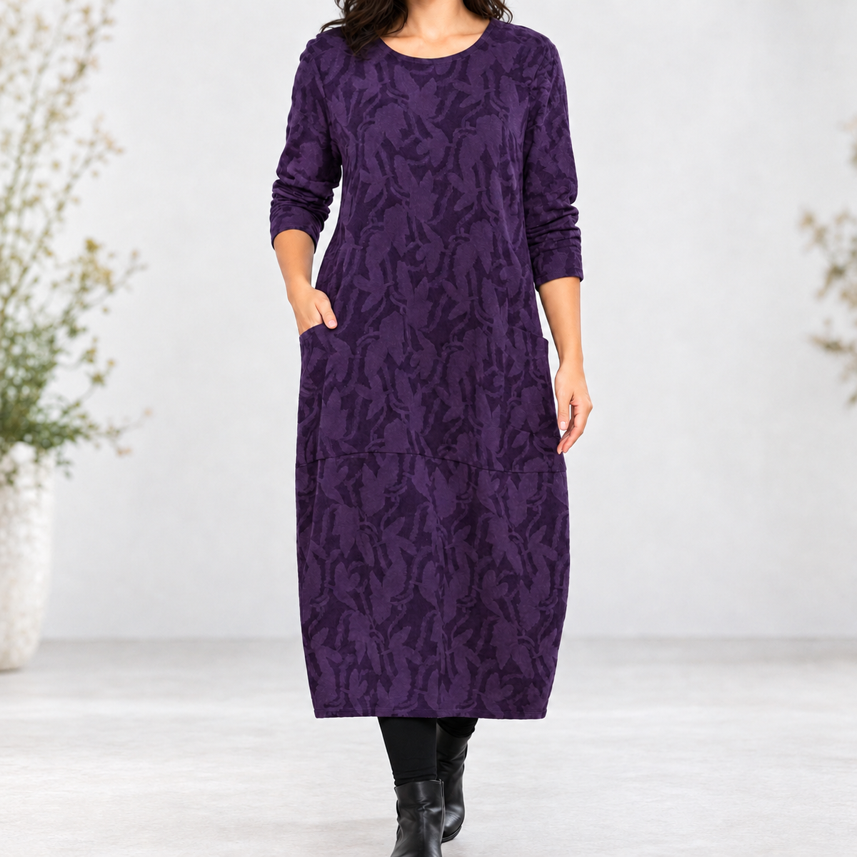 Alma Cocoon Midi Dress - Purple
