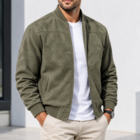 Risbury Suede Bomber Jacket - Army Green
