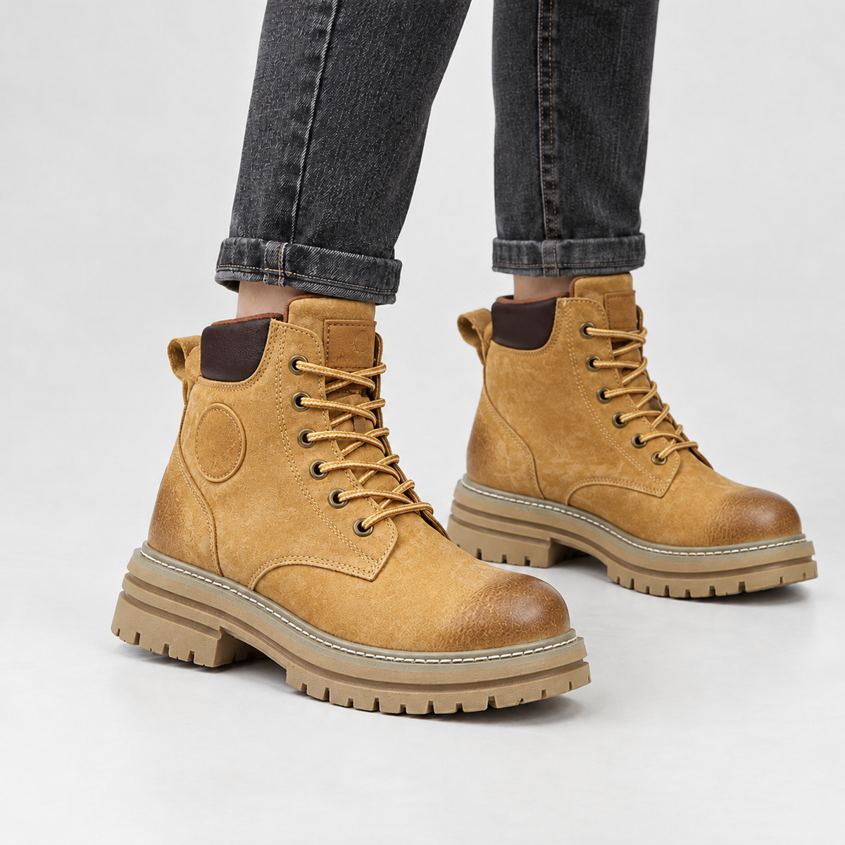 Cofton Lug Sole Ankle Boots - Pig Butt Flat Bottom Single Lini