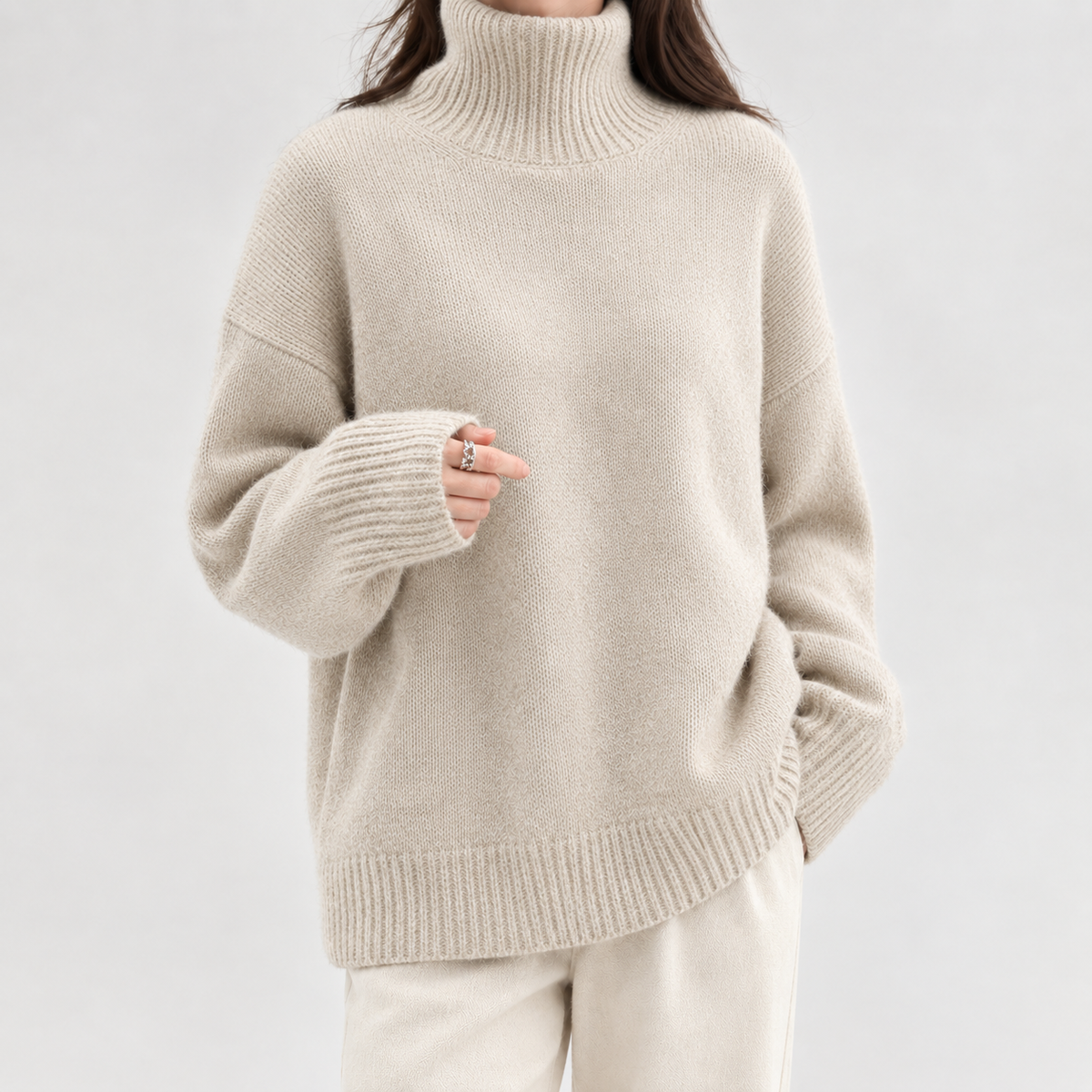 Sienna Turtleneck Sweater - Beige