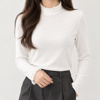 Millhouses Lace Trim Top - White