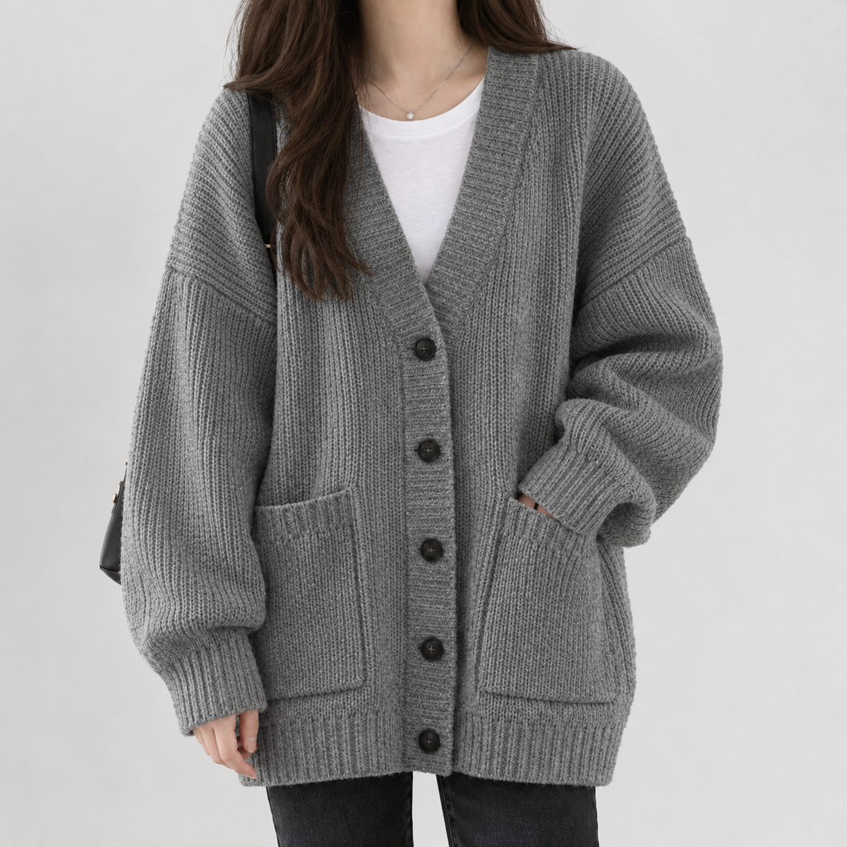 Brassington Ribbed Cardigan - Gray