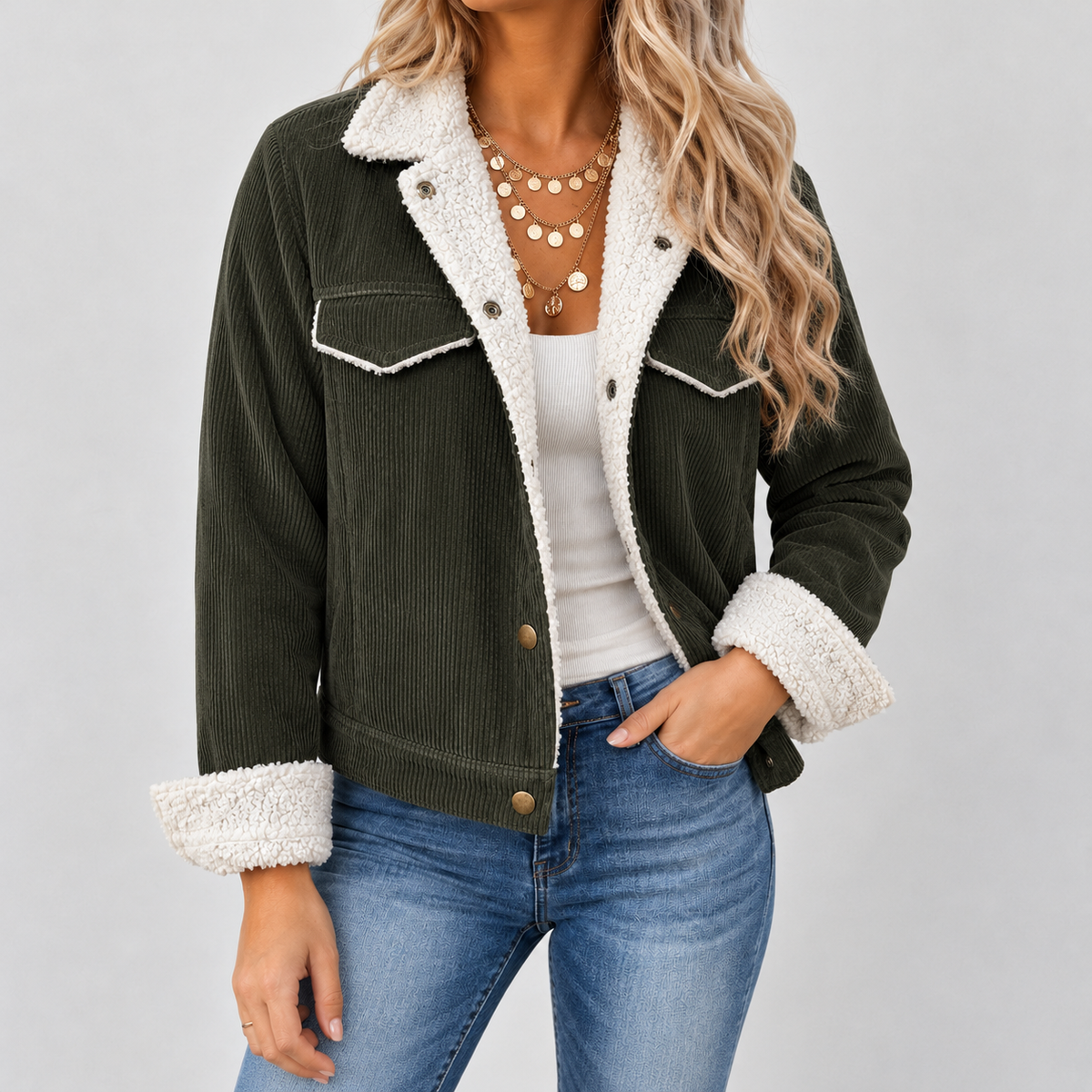 Seworgan Corduroy Jacket - Dark Green