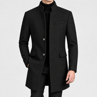 Wiveliscombe Stand Collar Overcoat - Black