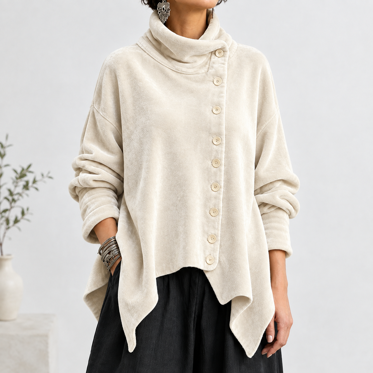 Elena Velvet Cardigan - White