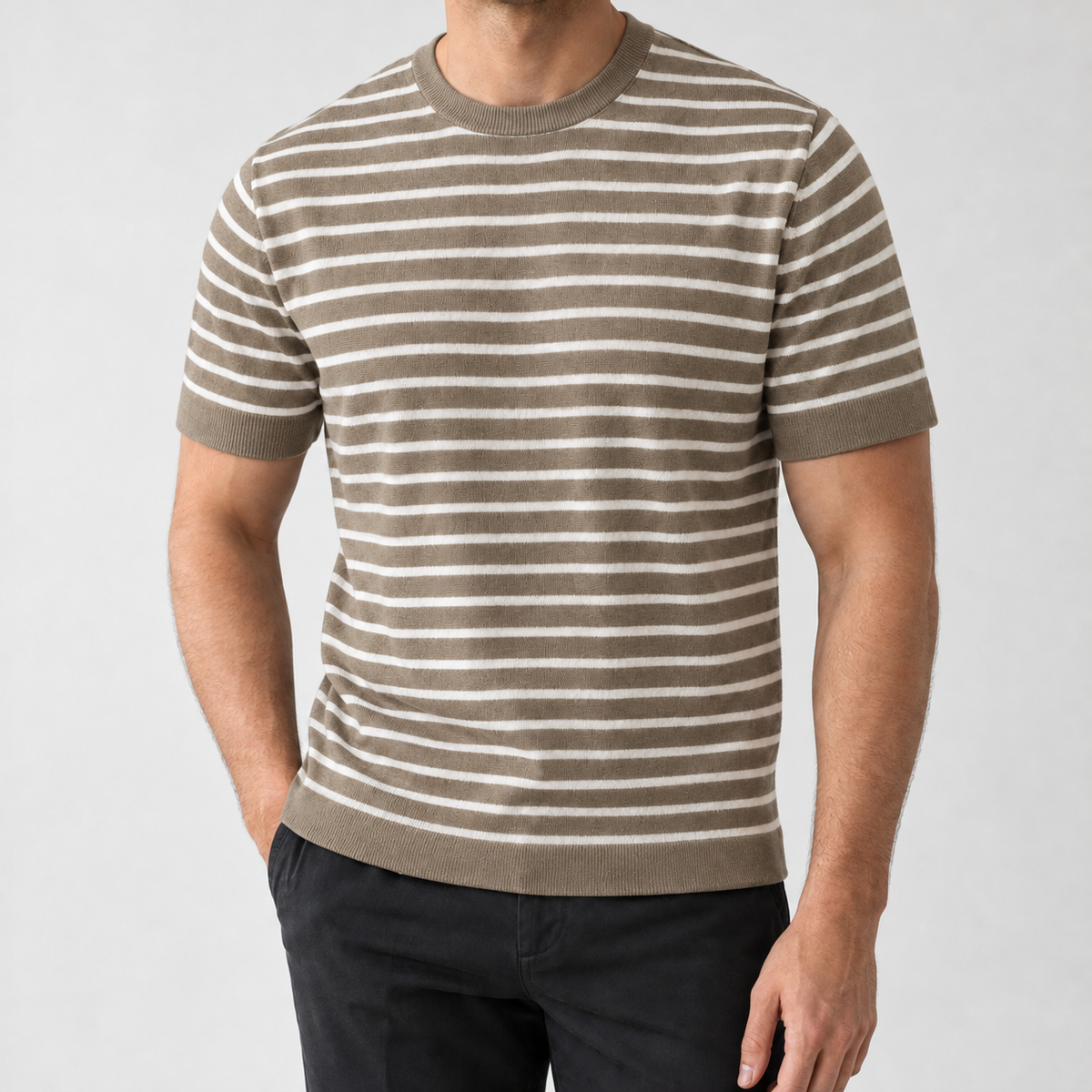 Edgewell Striped T-Shirt - Khaki