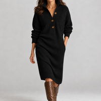 Ludgvan Ribbed Sweater Dress - Black