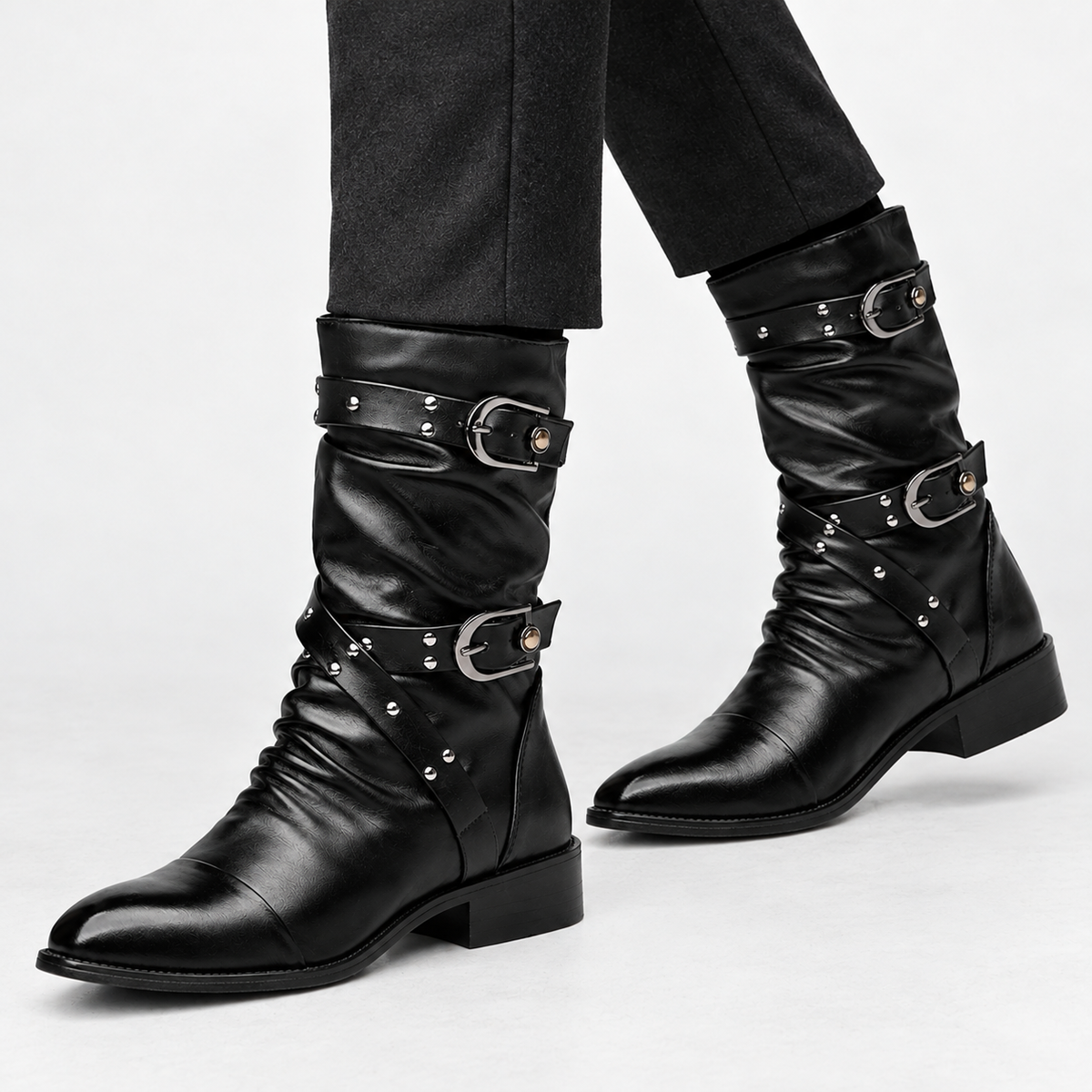 Flitholme Buckled Boots - Black Inner Heightening