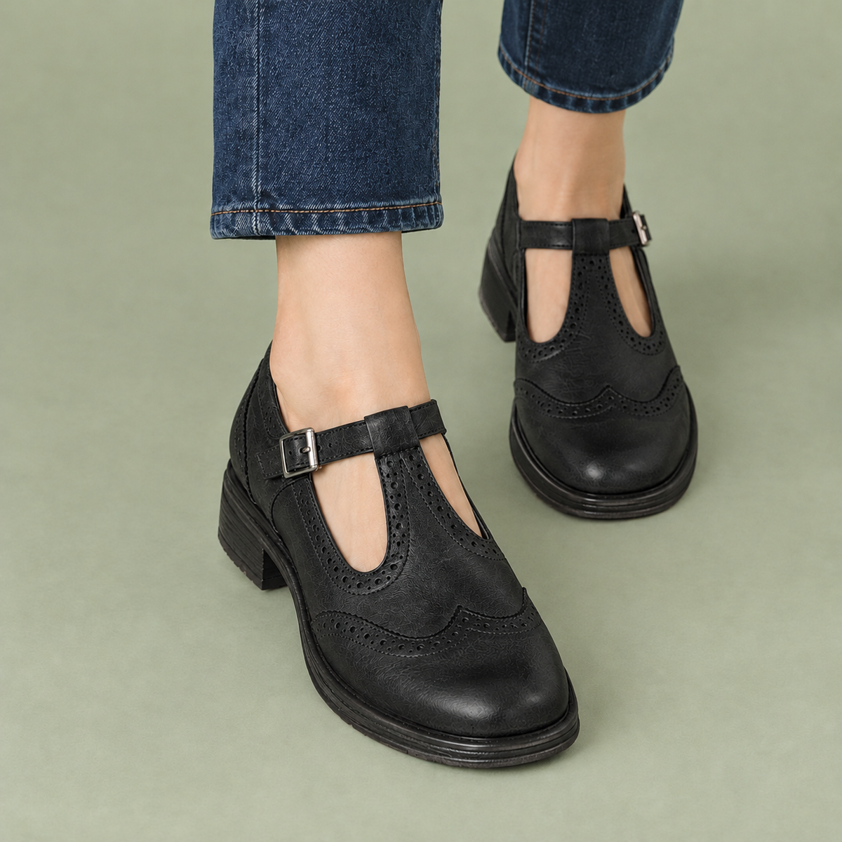 Rothbury Brogue Mary Janes - Black