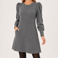 Tintwistle Puff Sleeve Dress - Gray