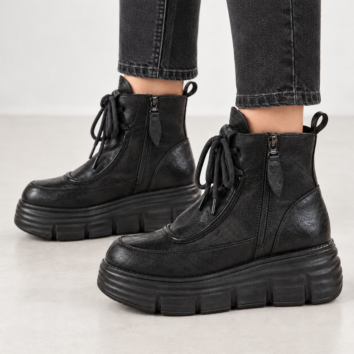 Pateley Platform Ankle Boots - Black