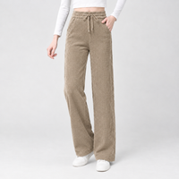 Dentdale Ribbed Wide Leg Pants - Khaki Pocket Corduroy Wide Legs