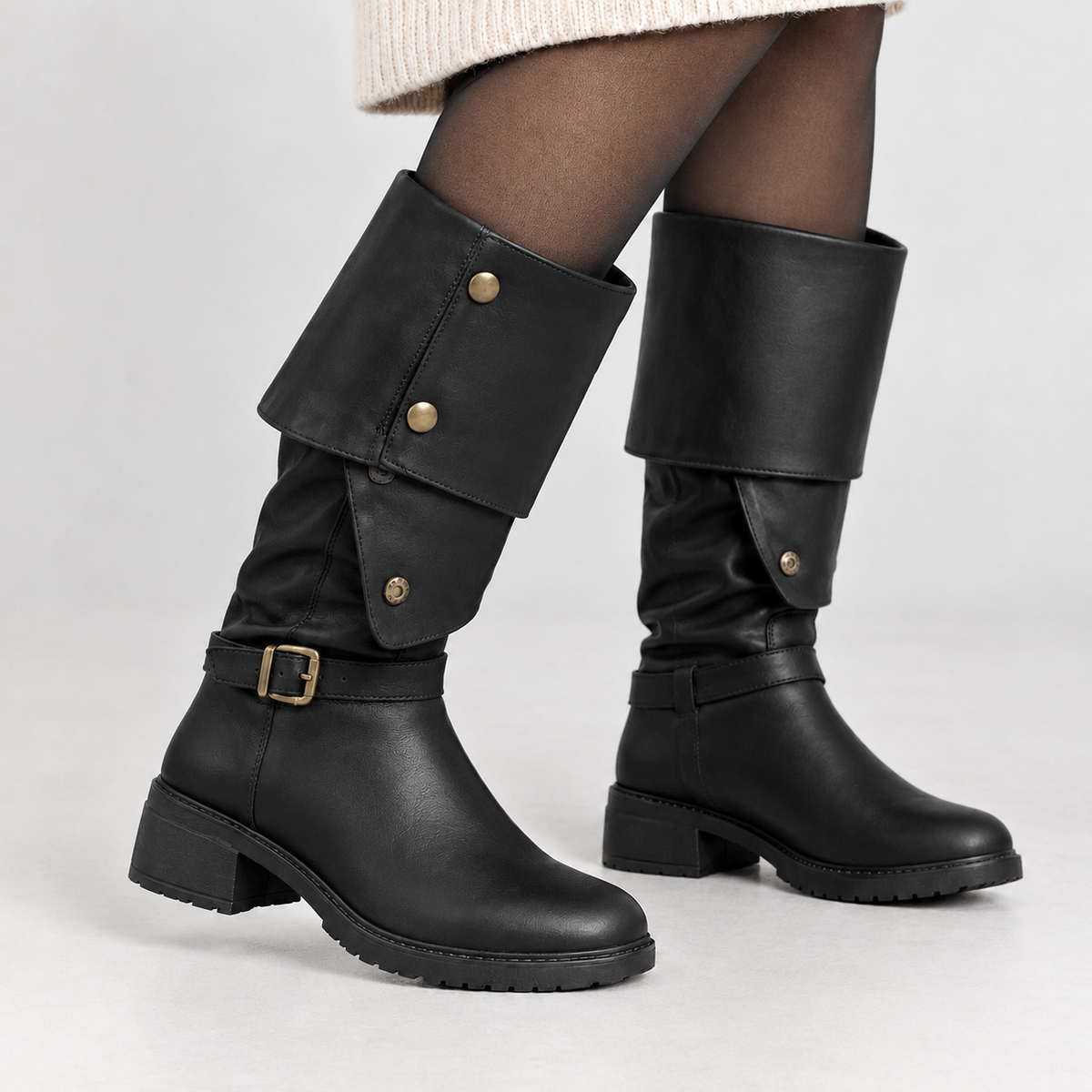 Notton Foldover Riding Boots - Black