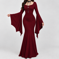 Tywardreath Fishtail Dress - Wine Red