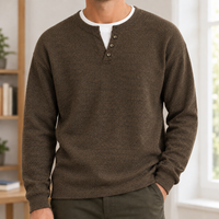 Plockton Layered Henley Sweater - Brown