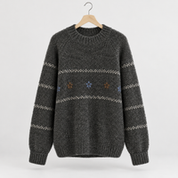 Venton Embroidered Sweater - Dark Gray