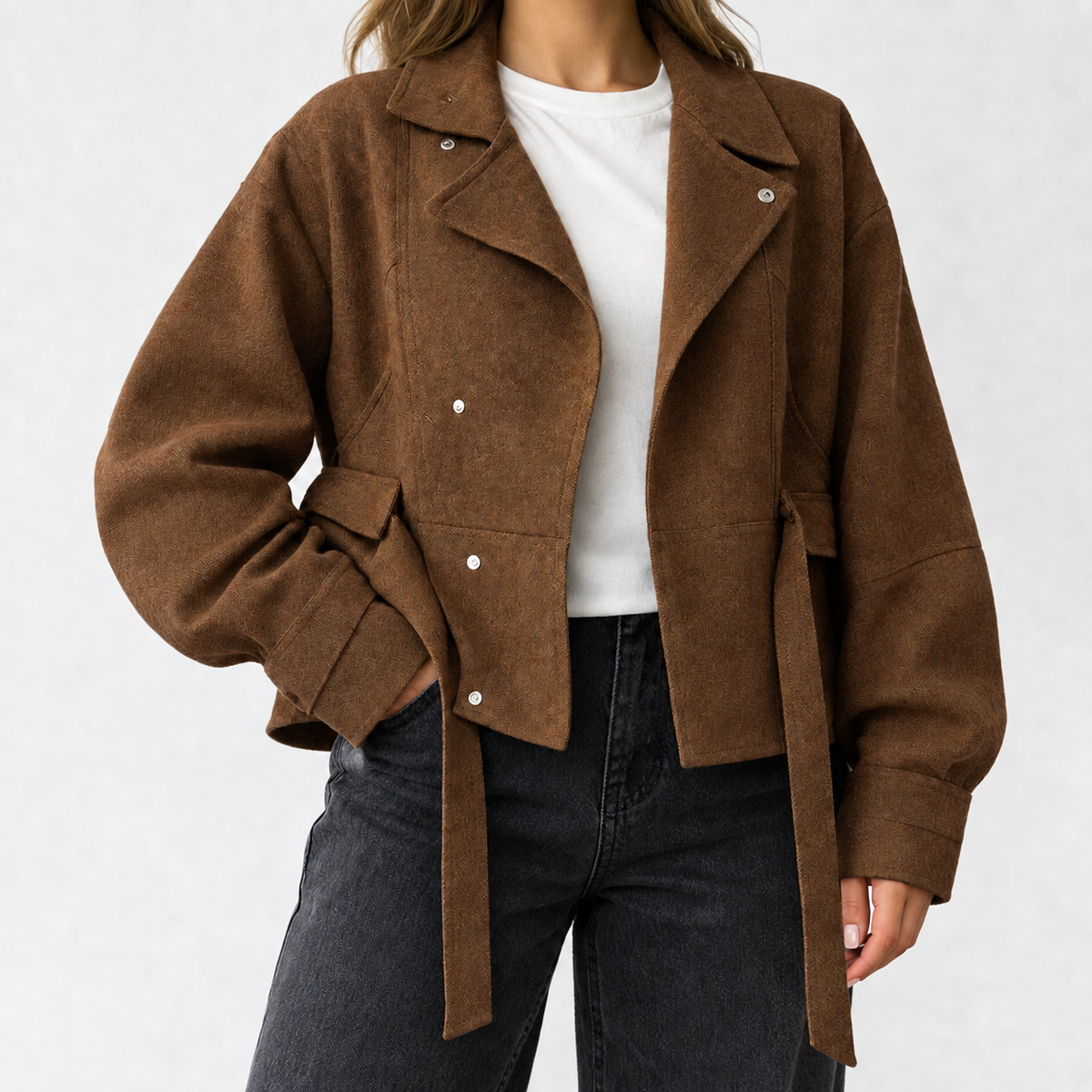 Celeste Belted Jacket - Dark Brown
