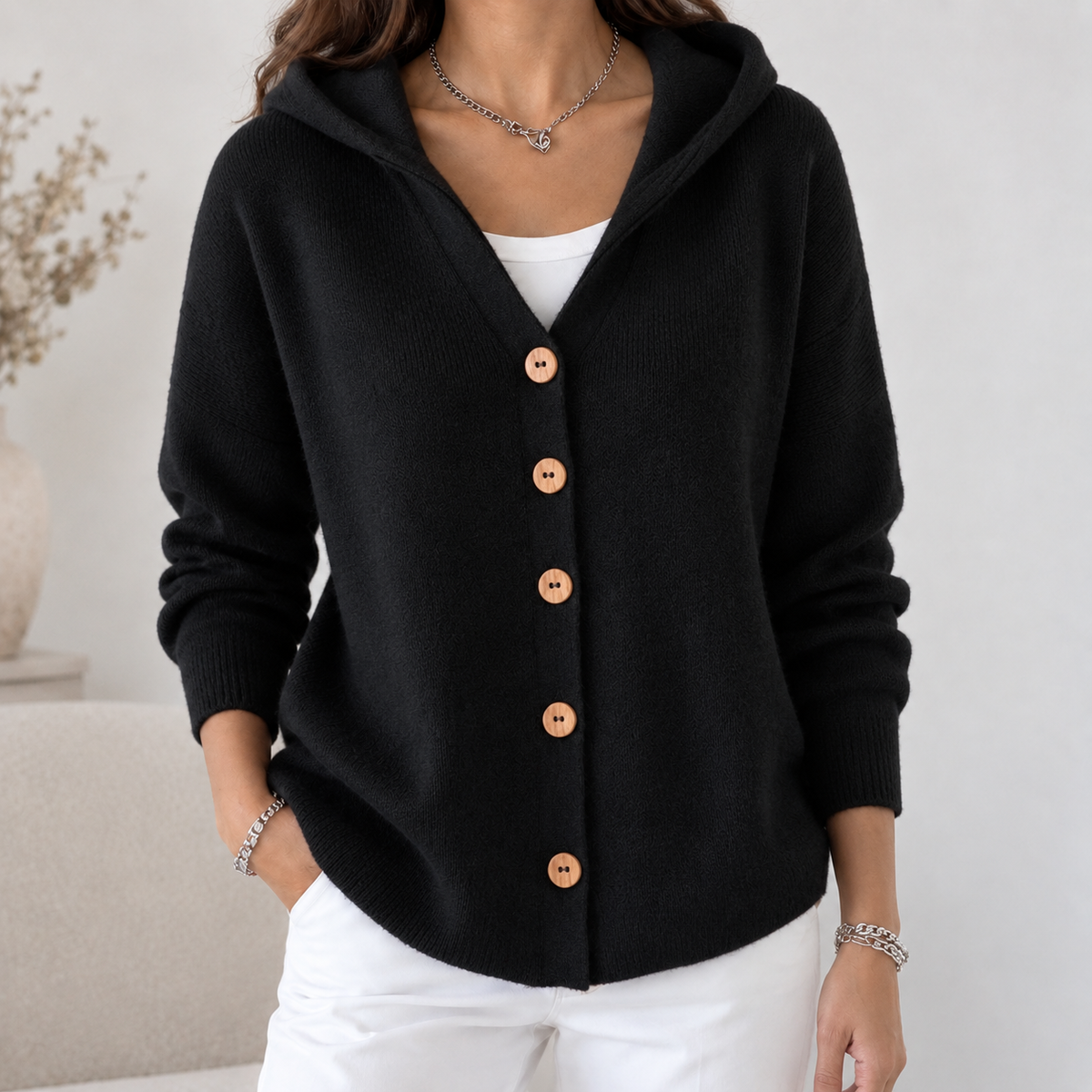 Willa Hooded Sweater - Black