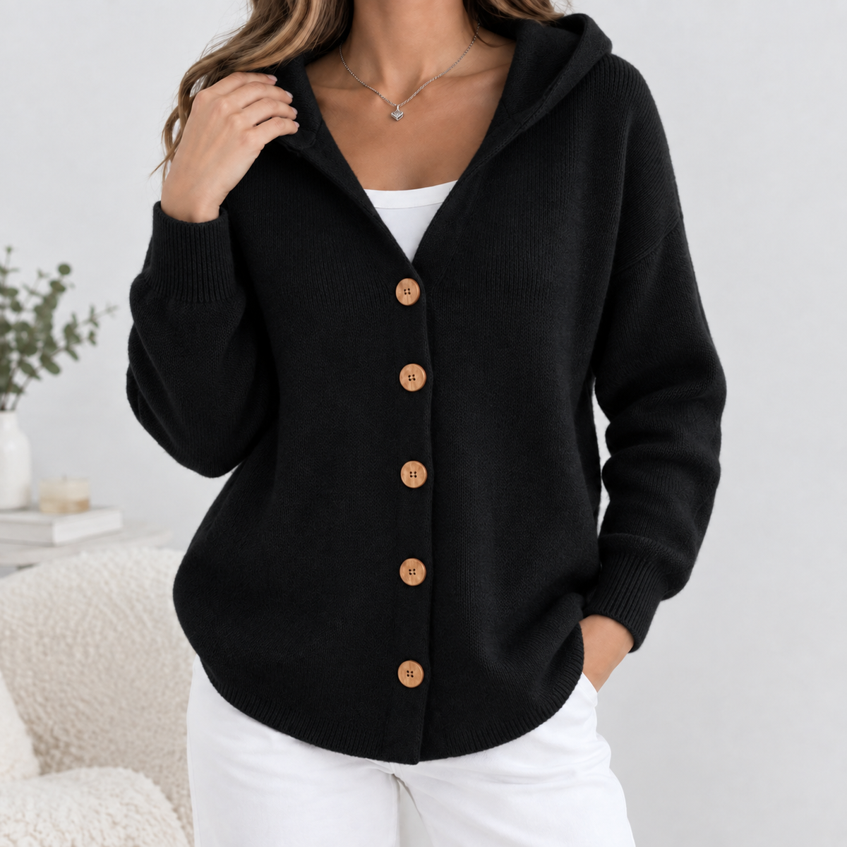 Willa Hooded Sweater - Black